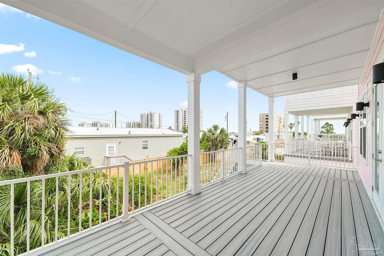 Second-floor covered deck